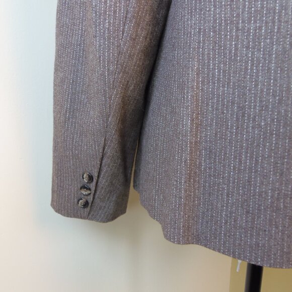 Vintage Vincent's Indiana Women's Brown Pinstripe Wool Blend Blazer 70s Costumer - Picture 8 of 12